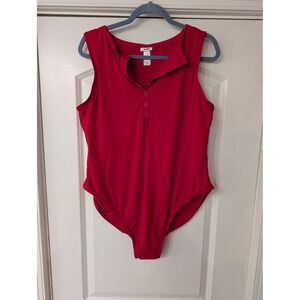 Andie Swim Malibu One Piece Swimsuit Cherry Red Snap Front XXLT Tall long torso